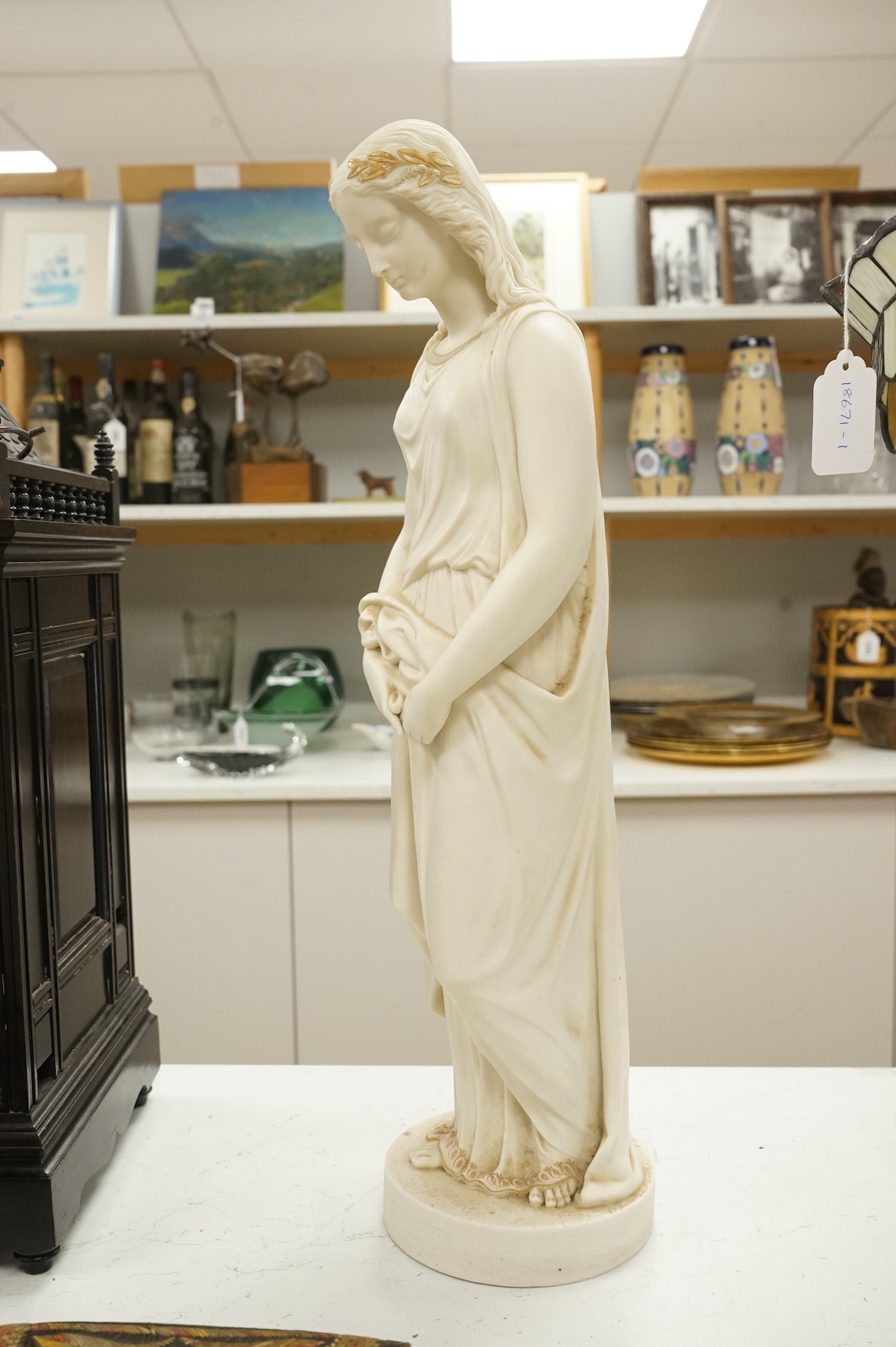 A Victorian Copeland Parian figure, ‘Maidenhood’, 56cm high